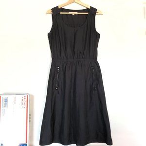 LOFT black aline dress with zippered pockets LBD